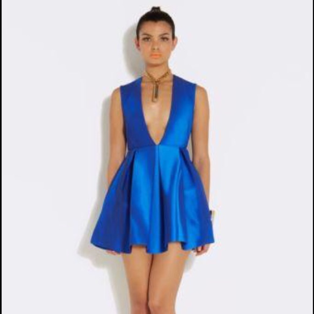 AQ/AQ Deep Plunge Mini Dress with Cut Out Back